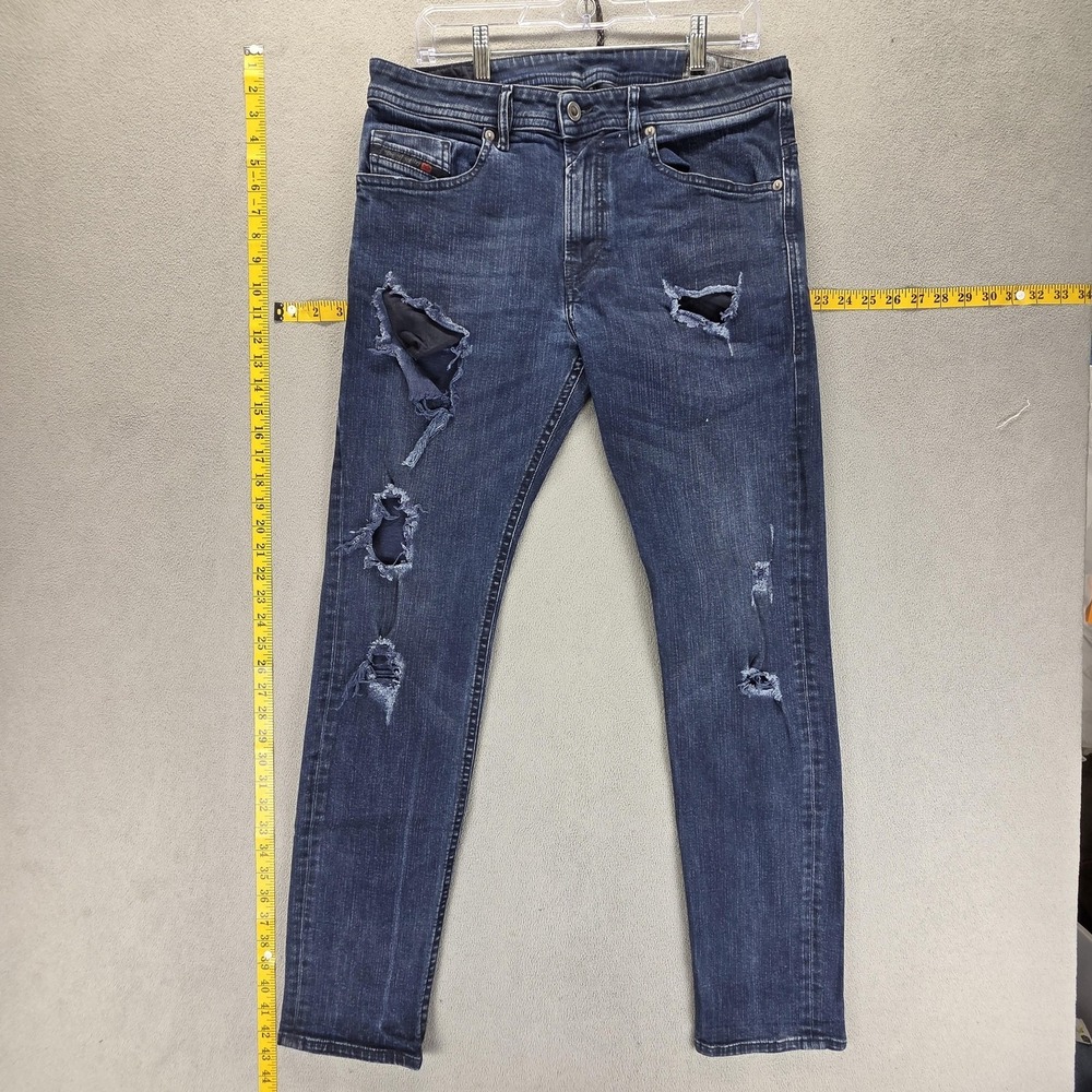 Diesel Jeans Mens 32x32 Blue Thommer Slim Skinny Thrashed Made In Italy 084ND